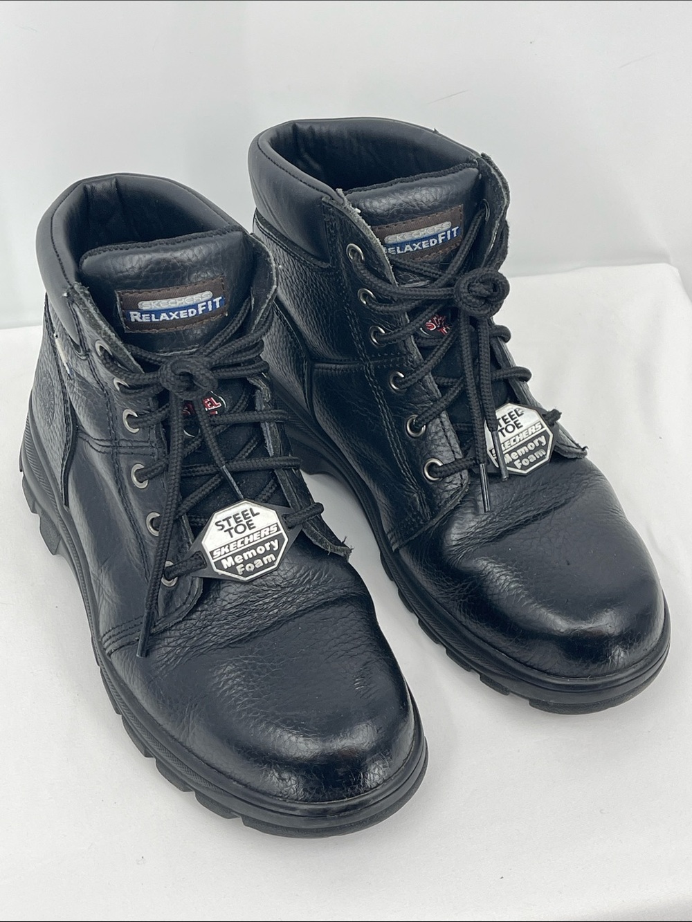Skechers Black Relaxed Fit Steel Toe Work Boots WOMENS SIZE 8.5